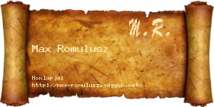 Max Romulusz névjegykártya
